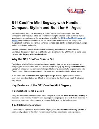 S11 Coolfire Mini Segway with Handle – Best Self Balancing Ride in India