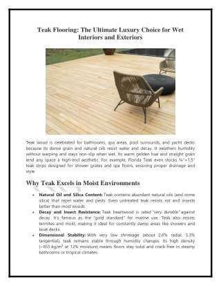 Teak Flooring: The Ultimate Luxury Choice for Wet Interiors and Exteriors