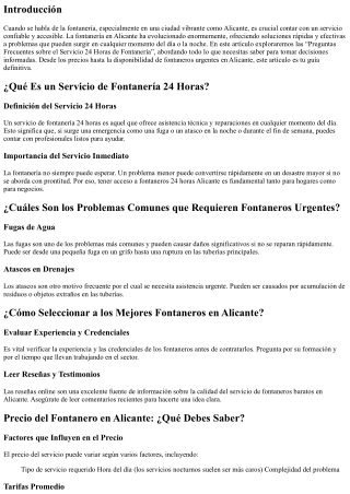 “Preguntas Frecuentes sobre el Servicio 24 Horas de Fontanerí­a”