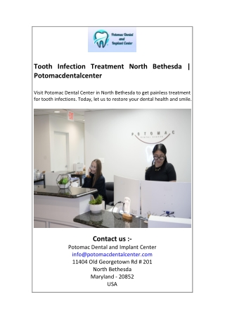 Tooth Infection Treatment North Bethesda  Potomacdentalcenter