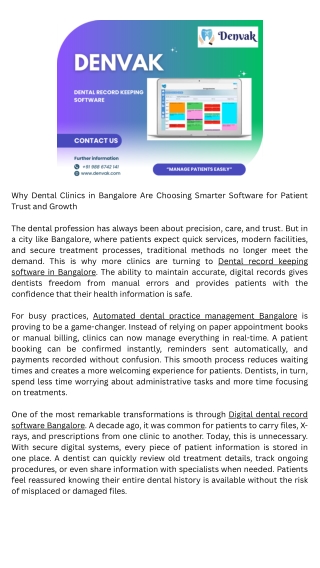 Digital dental record software Bangalore