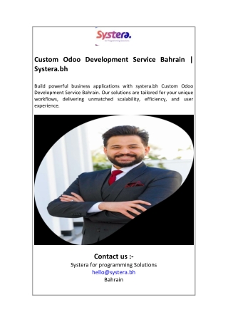 Custom Odoo Development Service Bahrain  Systera.bh