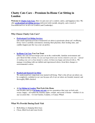 Chatty Cats Care – Trusted, Insured, and Loving In-Home Cat Sitting Services Acr