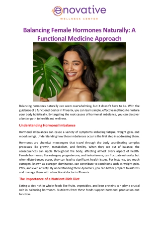 Balancing Female Hormones Naturally A Functional Medicine Approach