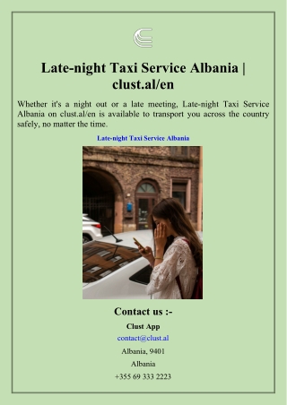 Late-night Taxi Service Albania | clust.al/en