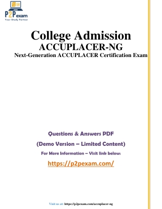 ACCUPLACER-NG Exam | PDF Answers & Practice Questions