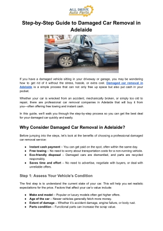 Guide to Damaged Car Removal in Adelaide