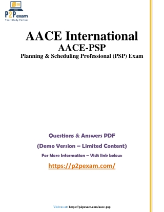 AACE-PSP Exam PDF Answers & Practice Questions | Planning & Scheduling