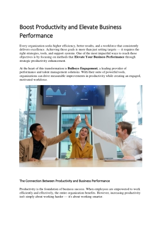 Boost Productivity and Elevate Business Performance