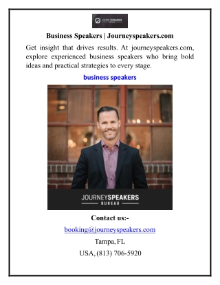 Business Speakers  Journeyspeakers.com
