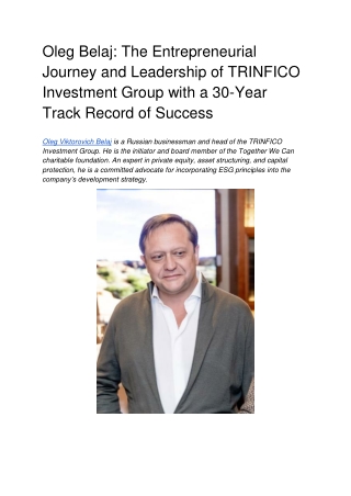 Oleg Belaj: Many successful businesses are built by people with backgrounds in e