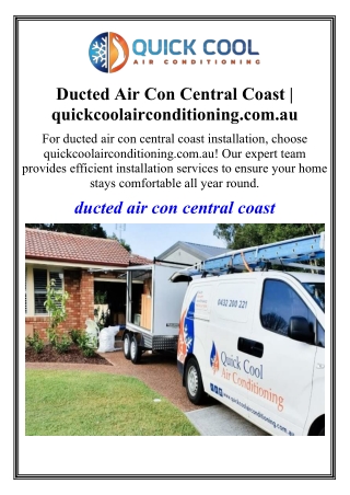 Ducted Air Con Central Coast | quickcoolairconditioning.com.au