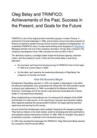 Oleg Belay on TRINFICO’s Growth Strategy, Trust, and the Formula for Resilience