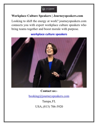 Workplace Culture Speakers  Journeyspeakers.com