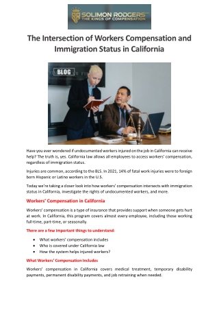 The Intersection of Workers Compensation and Immigration Status in California