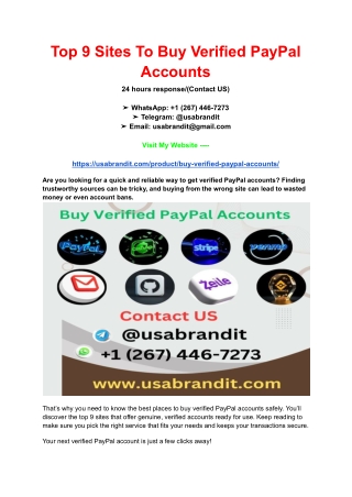 Top 9 Sites To Buy Verified PayPal Accounts