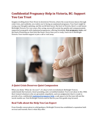 Confidential Pregnancy Help in Victoria, BC Support You Can Trust
