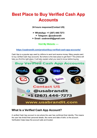 Best Place to Buy Verified Cash App Accounts