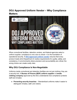 DOJ Approved Uniform Vendor