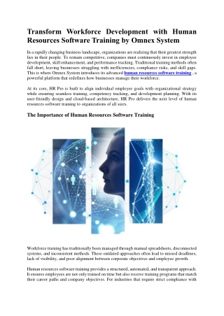 human resources software training