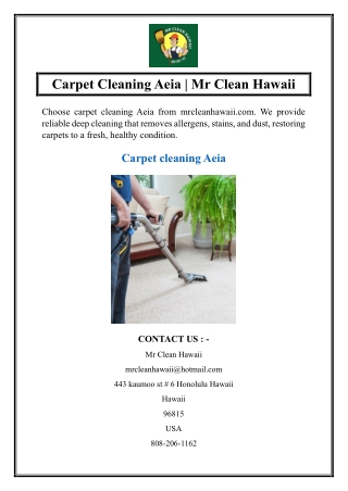 Carpet Cleaning Aeia Mr Clean Hawaii