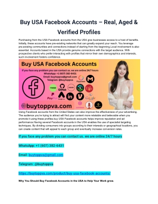 Buy USA Facebook Accounts – Real, Aged & Verified Profiles
