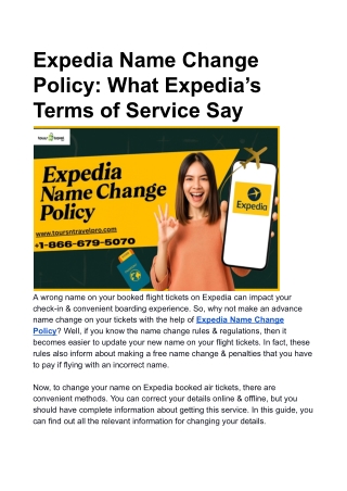 Expedia Name Change Policy What Expedia’s Terms of Service Say