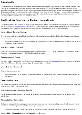 Los Servicios Esenciales de Fontanería en Alicante