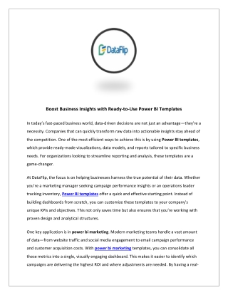 Boost Business Insights with Ready-to-Use Power BI Templates