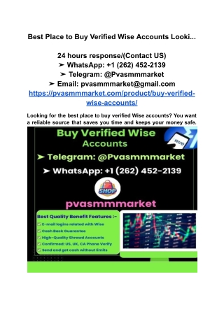 Best Place to Buy Verified Wise Accounts Looki
