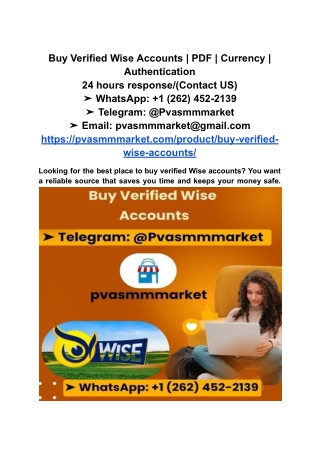 _Buy Verified Wise Accounts _ PDF _ Currency _ Authentication