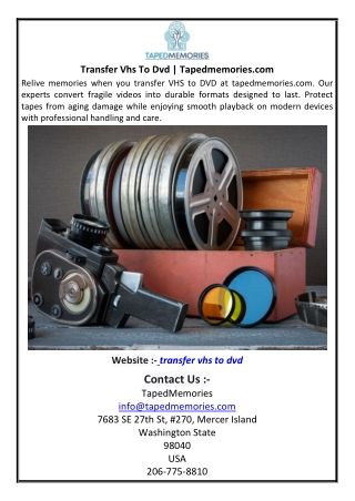 Transfer Vhs To Dvd Tapedmemoriescom