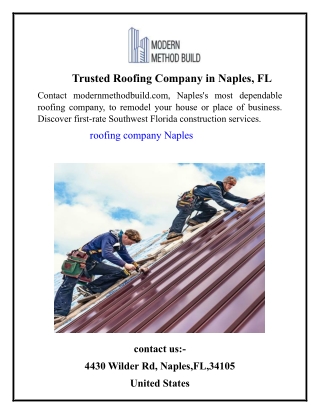 Trusted Roofing Company in Naples, FL