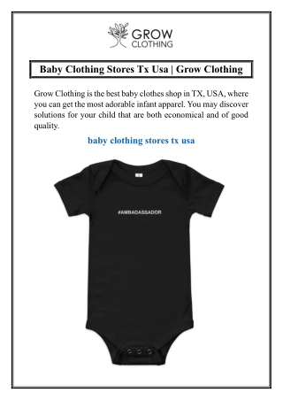 Baby Clothing Stores Tx Usa  Grow Clothing