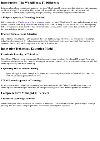 What Sets WheelHouse IT Apart in the Competitive World of Managed IT Services