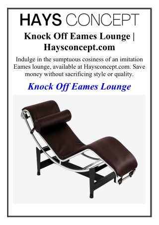 Knock Off Eames Lounge | Haysconcept.com