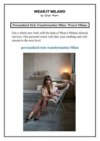 Personalized Style Transformation Milan  Wear.it Milano