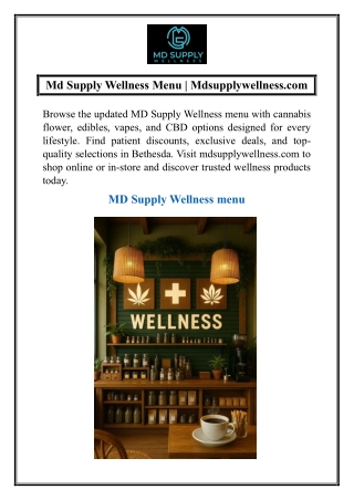 Md Supply Wellness Menu  Mdsupplywellness.com