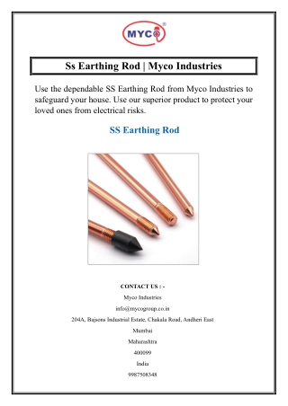 Ss Earthing Rod Myco Industries