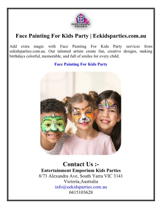 Face Painting For Kids Party  Eekidsparties.com.au