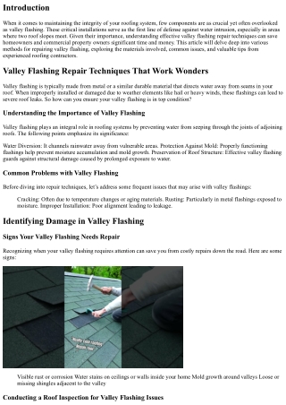 Valley Flashing Repair Techniques That Work Wonders