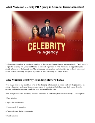 Public Relations services for celebrities: PR Builds Long-Term Influence 2025
