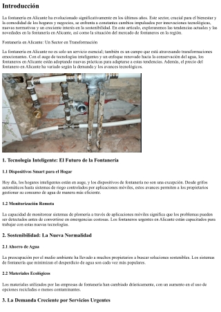 Fontanería en Alicante: Tendencias y Novedades del Sector