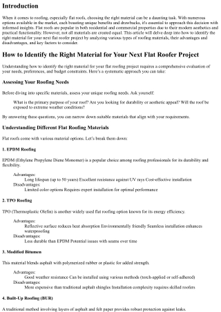 How to Identify the Right Material for Your Next Flat Roofer Project