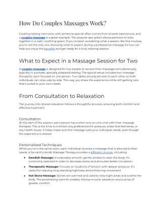 E - How Do Couples Massages Work
