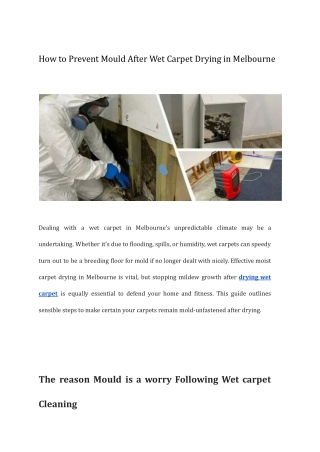 How to Prevent Mould After Wet Carpet Drying in Melbourne