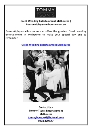 Greek Wedding Entertainment Melbourne | Bouzoukiplayermelbourne.com.au
