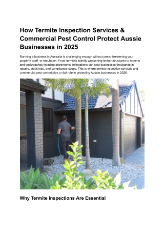 How Termite Inspection Services & Commercial Pest Control Protect Aussie Businesses in 2025