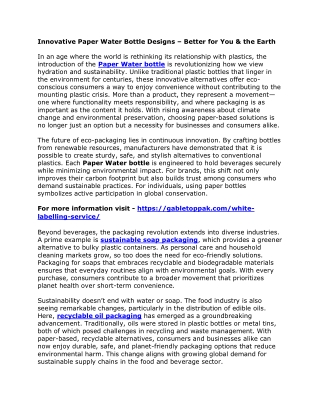 Innovative Paper Water Bottle Designs – Better for You & the Earth