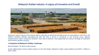Malaysia’s Rubber Industry
